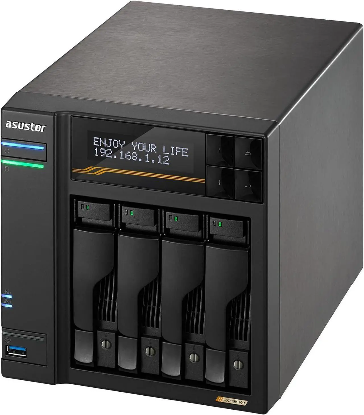 Alt view image 4 of 6 - Asustor Lockerstor 4 Gen3 AS6804T 4 Bay NAS, Quad-Core 2.3GHz CPU, Dual USB 4 Ports, Dual 10GbE Ports, Dual 5GbE Ports, 16G ECC RAM DDR5, Four M.2 SSD Slots (Diskless)