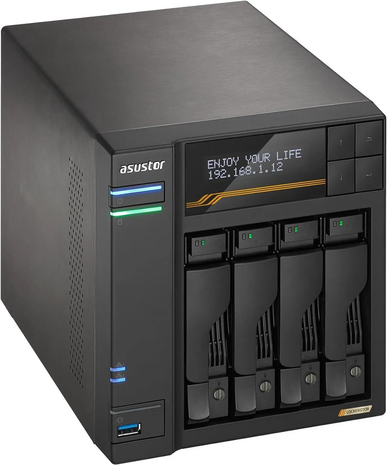 Alt view image 6 of 6 - Asustor Lockerstor 4 Gen3 AS6804T 4 Bay NAS, Quad-Core 2.3GHz CPU, Dual USB 4 Ports, Dual 10GbE Ports, Dual 5GbE Ports, 16G ECC RAM DDR5, Four M.2 SSD Slots (Diskless)