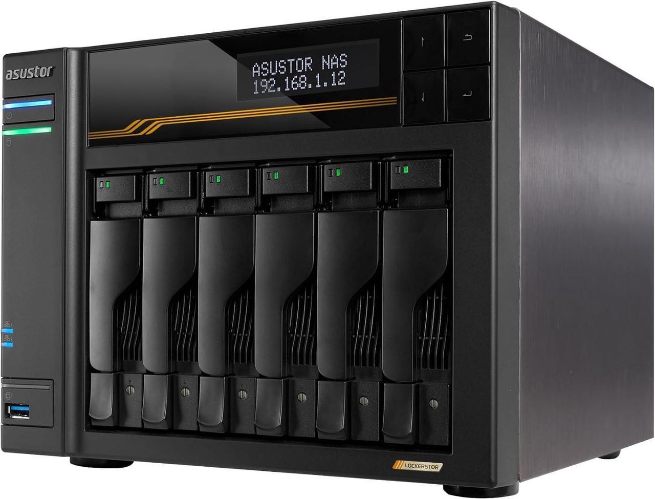 Alt view image 2 of 6 - Asustor AS6806T Lockerstor 4 Gen3 6 Bay NAS, Quad-Core 2.3GHz , 2x 10GbE Ports, 16G ECC DDR5,4x M.2 SSD Slots (Diskless)