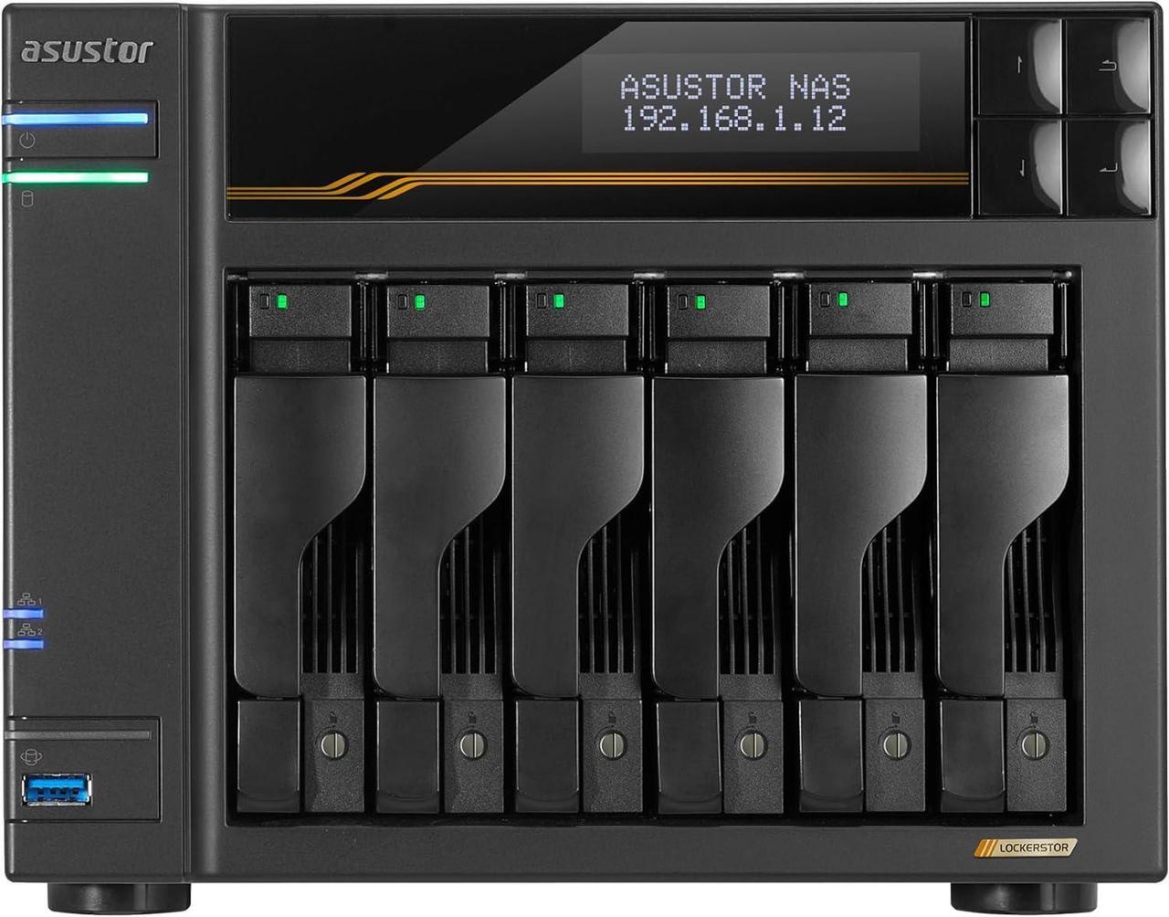 Alt view image 5 of 6 - Asustor AS6806T Lockerstor 4 Gen3 6 Bay NAS, Quad-Core 2.3GHz , 2x 10GbE Ports, 16G ECC DDR5,4x M.2 SSD Slots (Diskless)