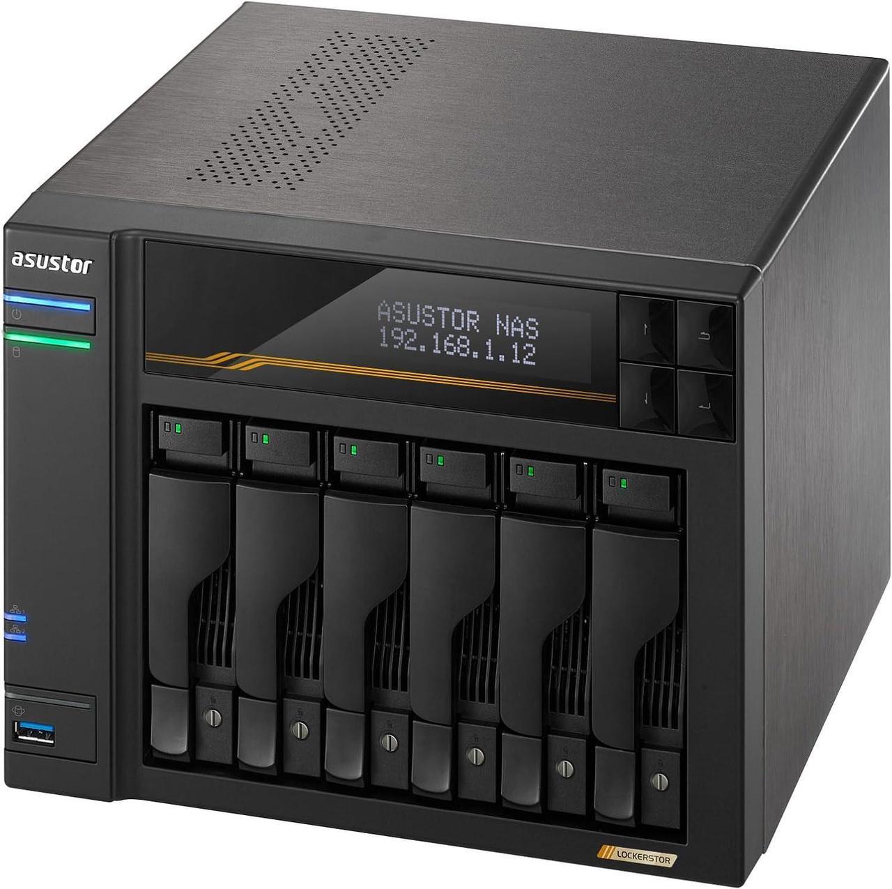 Alt view image 3 of 6 - Asustor AS6806T Lockerstor 4 Gen3 6 Bay NAS, Quad-Core 2.3GHz , 2x 10GbE Ports, 16G ECC DDR5,4x M.2 SSD Slots (Diskless)