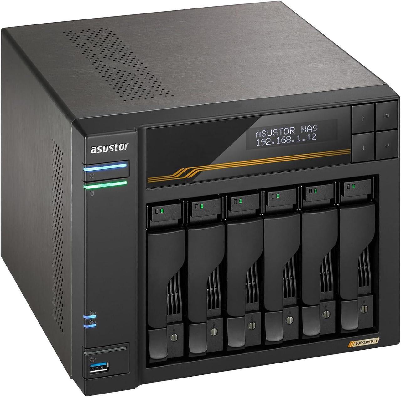 Alt view image 4 of 6 - Asustor AS6806T Lockerstor 4 Gen3 6 Bay NAS, Quad-Core 2.3GHz , 2x 10GbE Ports, 16G ECC DDR5,4x M.2 SSD Slots (Diskless)