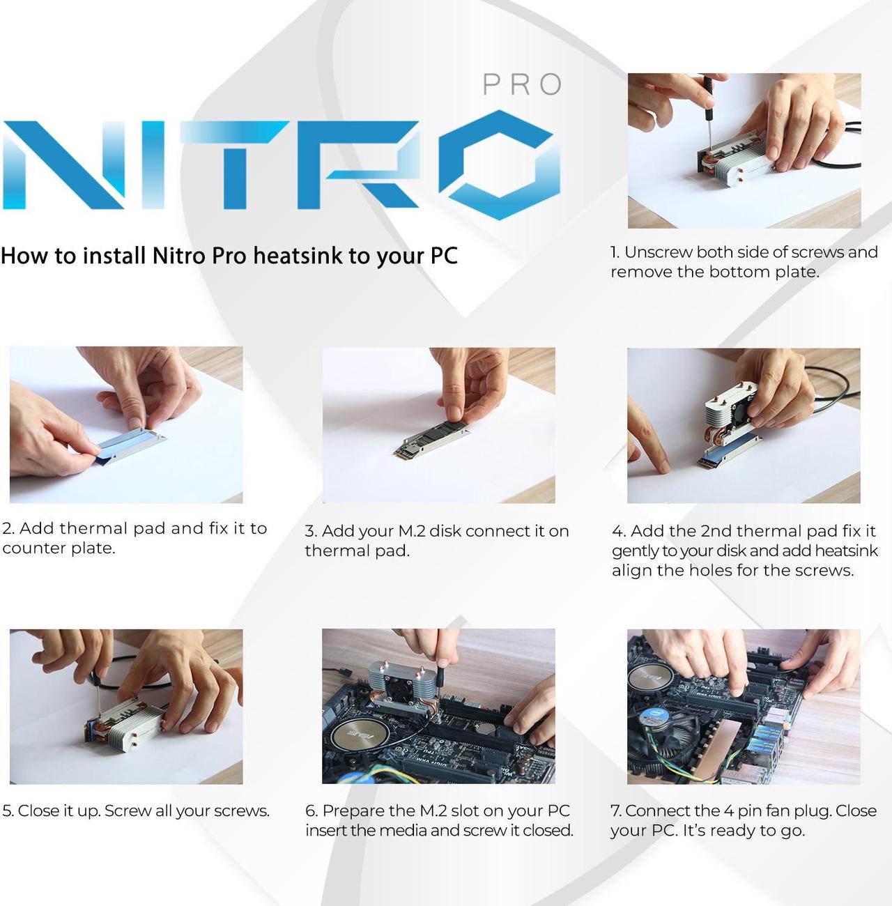 Alt view image 7 of 7 - Titanium Micro Nitro Pro M.2 NVMe Heatsink, 2280 Dual Cooler Heatsink with 30mm PWM Fan