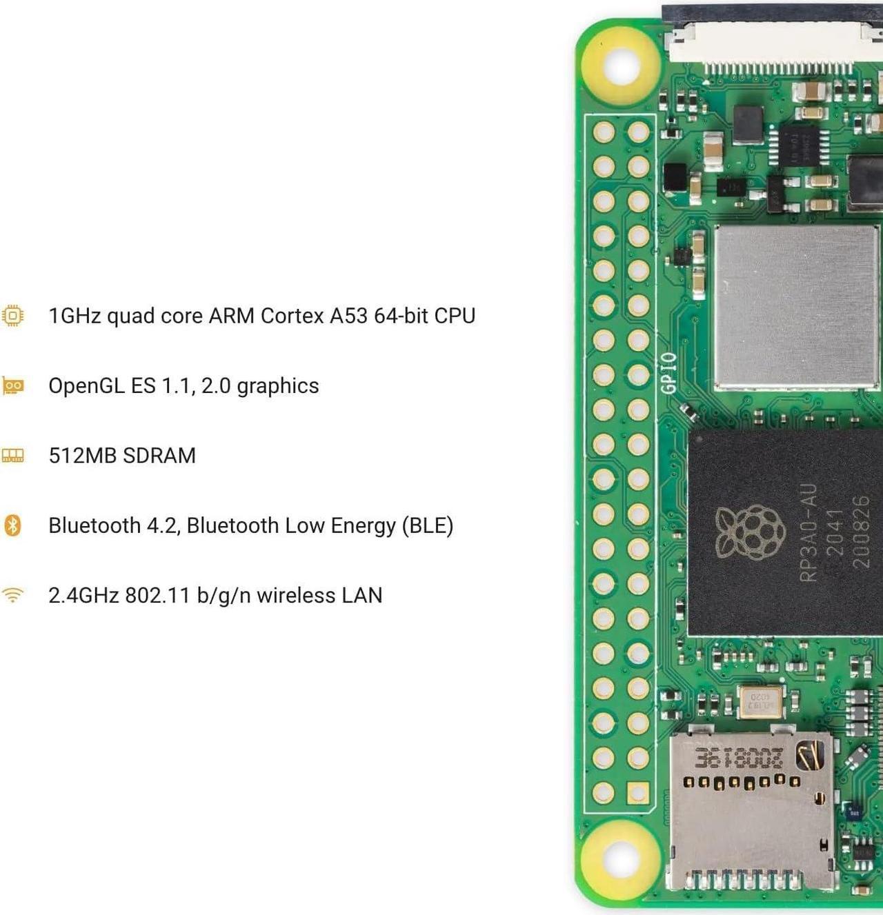 Alt view image 2 of 3 - Raspberry Pi SC1176 Pi zero 2w Single Board Computer, RP3A0-AU, 64bit, ARM, Cortex-A53