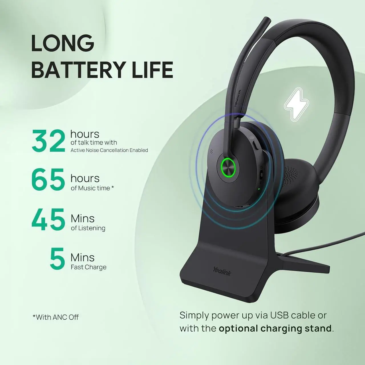 Alt view image 4 of 7 - Yealink BH74 Teams USB-C/A Wireless Headset 1208678