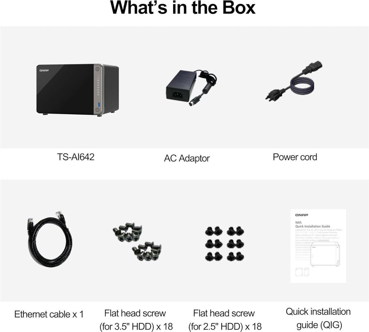 Alt view image 7 of 7 - QNAP TS-AI642 6 Bay AI NAS with a Power-efficient ARM Processor and NPU for AI-Powered Video and Image Recognition Applications (Diskless)