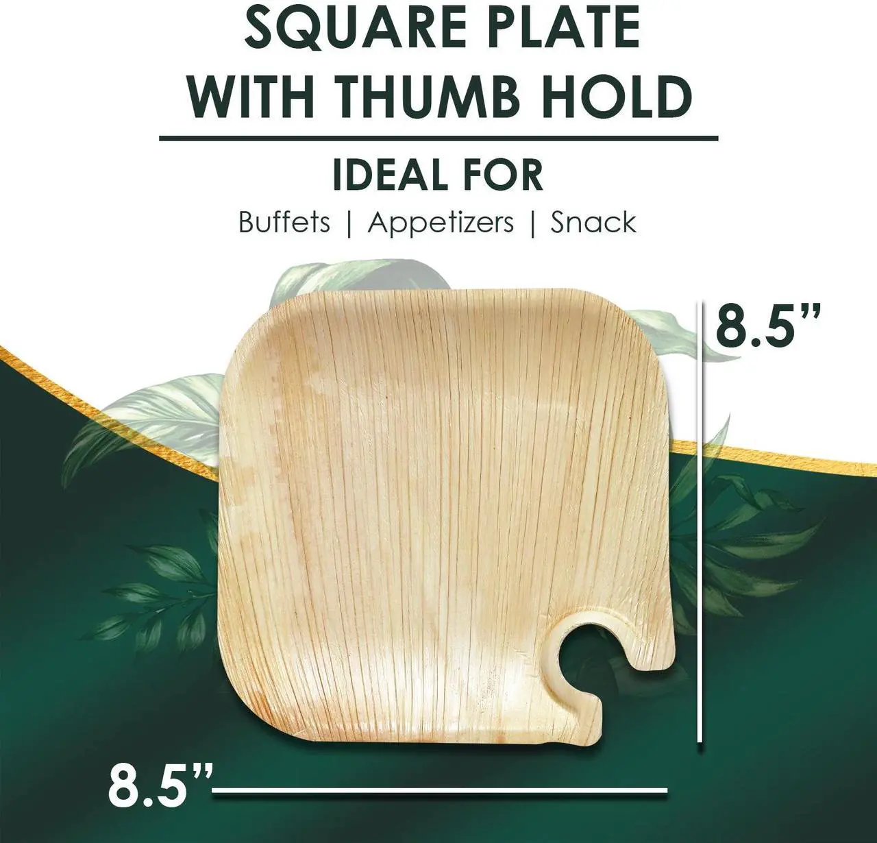Alt view image 2 of 7 - Planet Pantry Disposable Palm leaf 8.5" Plate with Thumb Hold (25 pcs) Wooden Bamboo-Like Paper and Plastic Alternative Eco-Friendly for Food, Buffet, Party