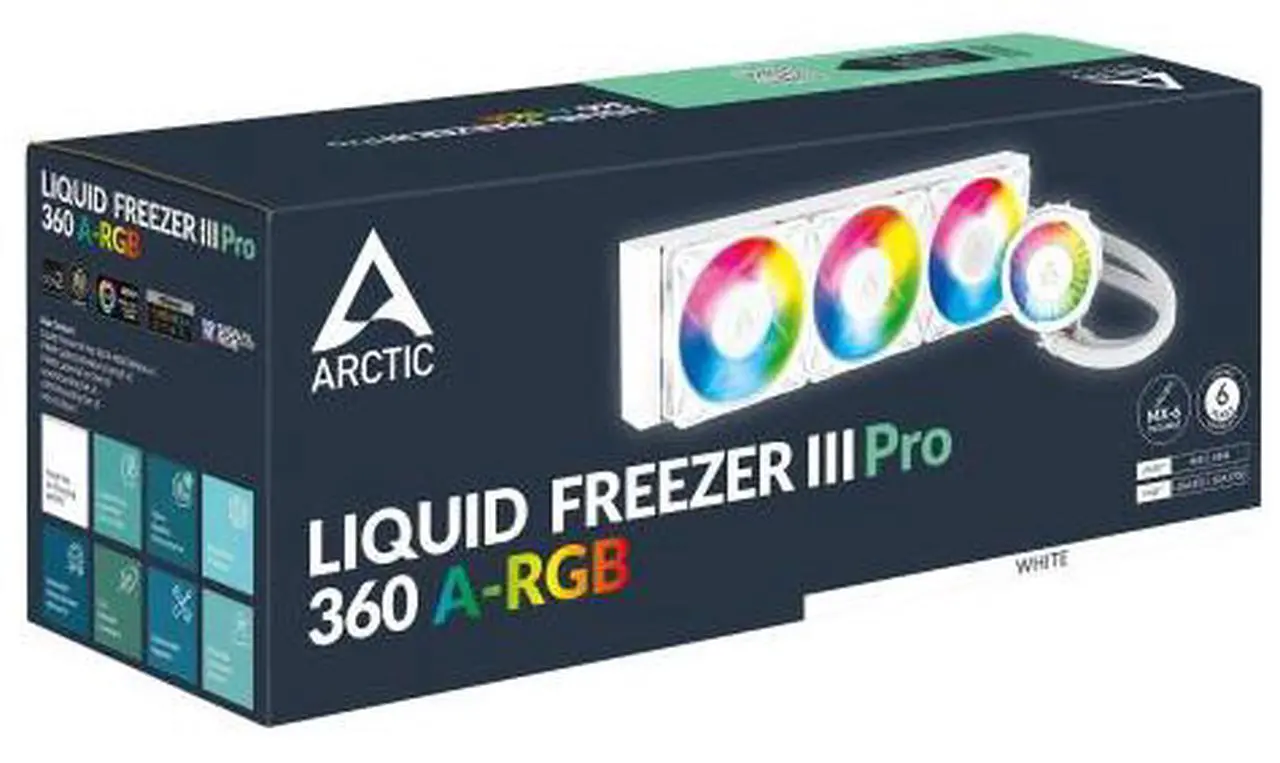 Alt view image 4 of 4 - ARCTIC ACFRE00188A Liquid Freezer III Pro 360 A-RGB AIO CPU Cooler, Water Cooling 38 mm Radiator, AMD AM5/AM4, Intel LGA1851/1700 (White)