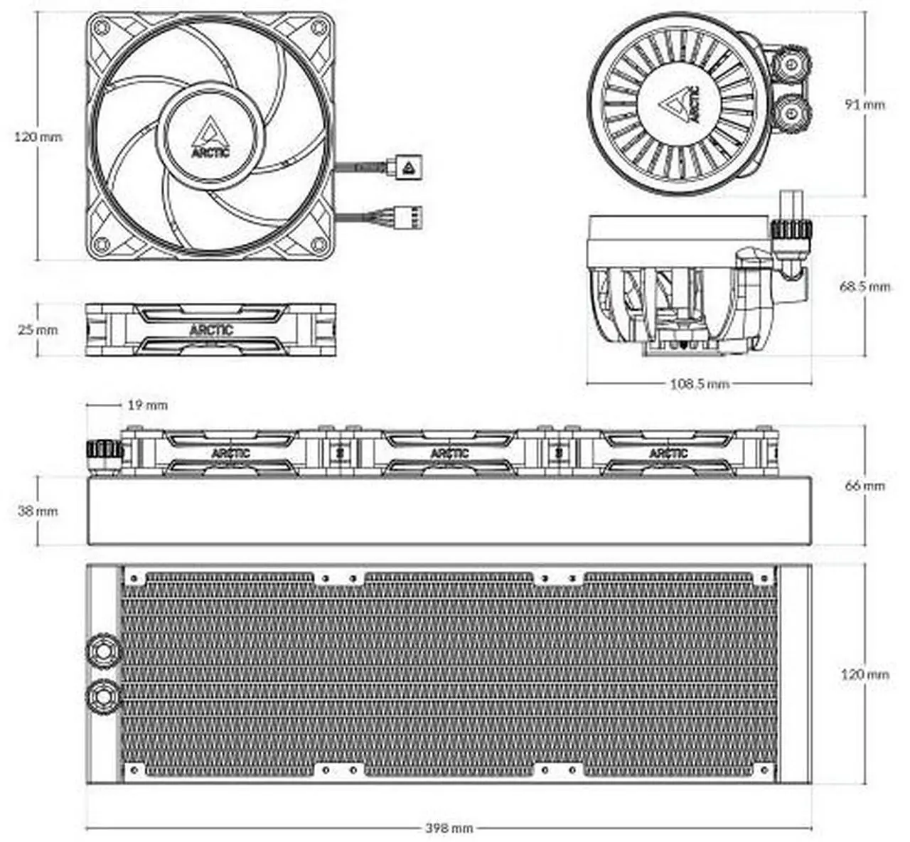 Alt view image 3 of 4 - ARCTIC ACFRE00188A Liquid Freezer III Pro 360 A-RGB AIO CPU Cooler, Water Cooling 38 mm Radiator, AMD AM5/AM4, Intel LGA1851/1700 (White)