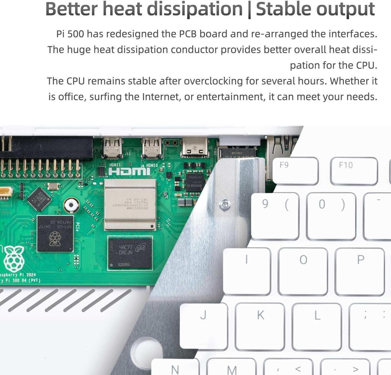Alt view image 2 of 7 - Raspberry Pi SC1285 Pi 500,Keyboard Kit Desktop Computer (US) Dual 4K Output,WiFi/BLE Support w/ Official RPi 32GB Micro SD Card