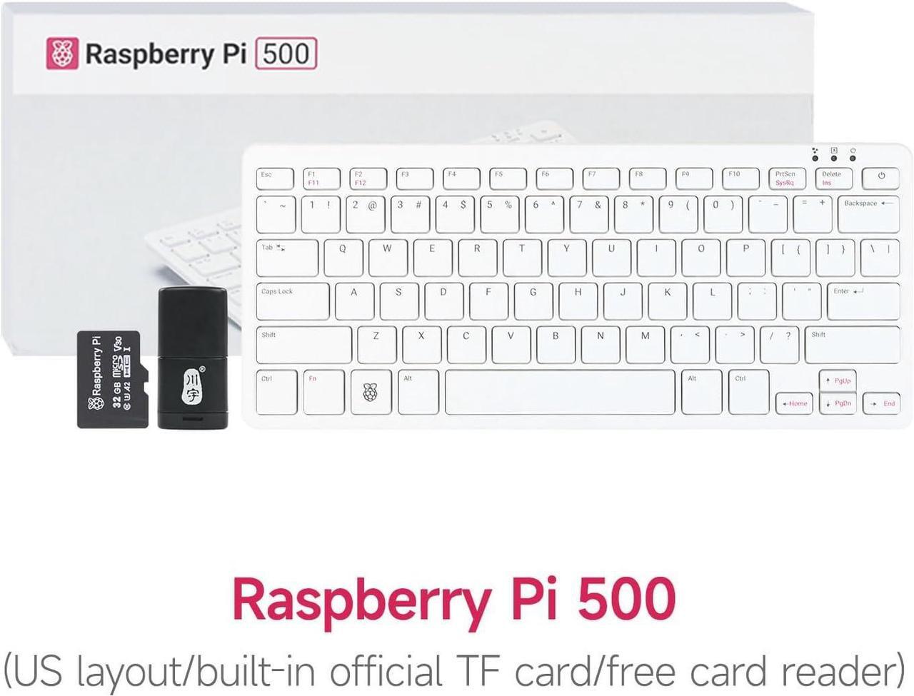 Alt view image 7 of 7 - Raspberry Pi SC1285 Pi 500,Keyboard Kit Desktop Computer (US) Dual 4K Output,WiFi/BLE Support w/ Official RPi 32GB Micro SD Card