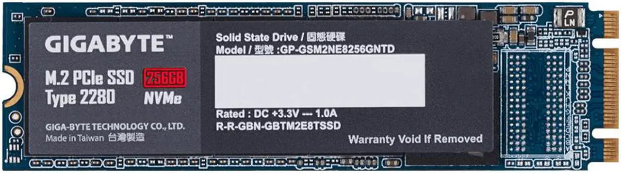 Alt view image 2 of 6 - Gigabyte GP-GSM2NE8256GNTD SSD 256GB M.2 PCIe x2 NVMe Internal Solid State Drive