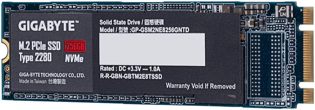 Alt view image 4 of 6 - Gigabyte GP-GSM2NE8256GNTD SSD 256GB M.2 PCIe x2 NVMe Internal Solid State Drive