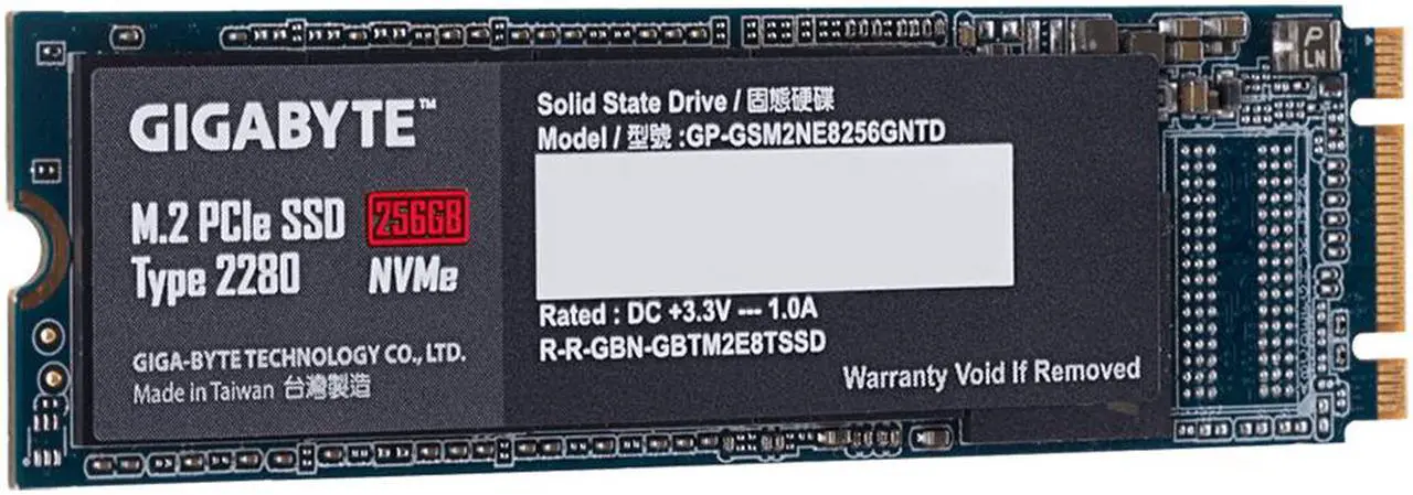 Alt view image 3 of 6 - Gigabyte GP-GSM2NE8256GNTD SSD 256GB M.2 PCIe x2 NVMe Internal Solid State Drive