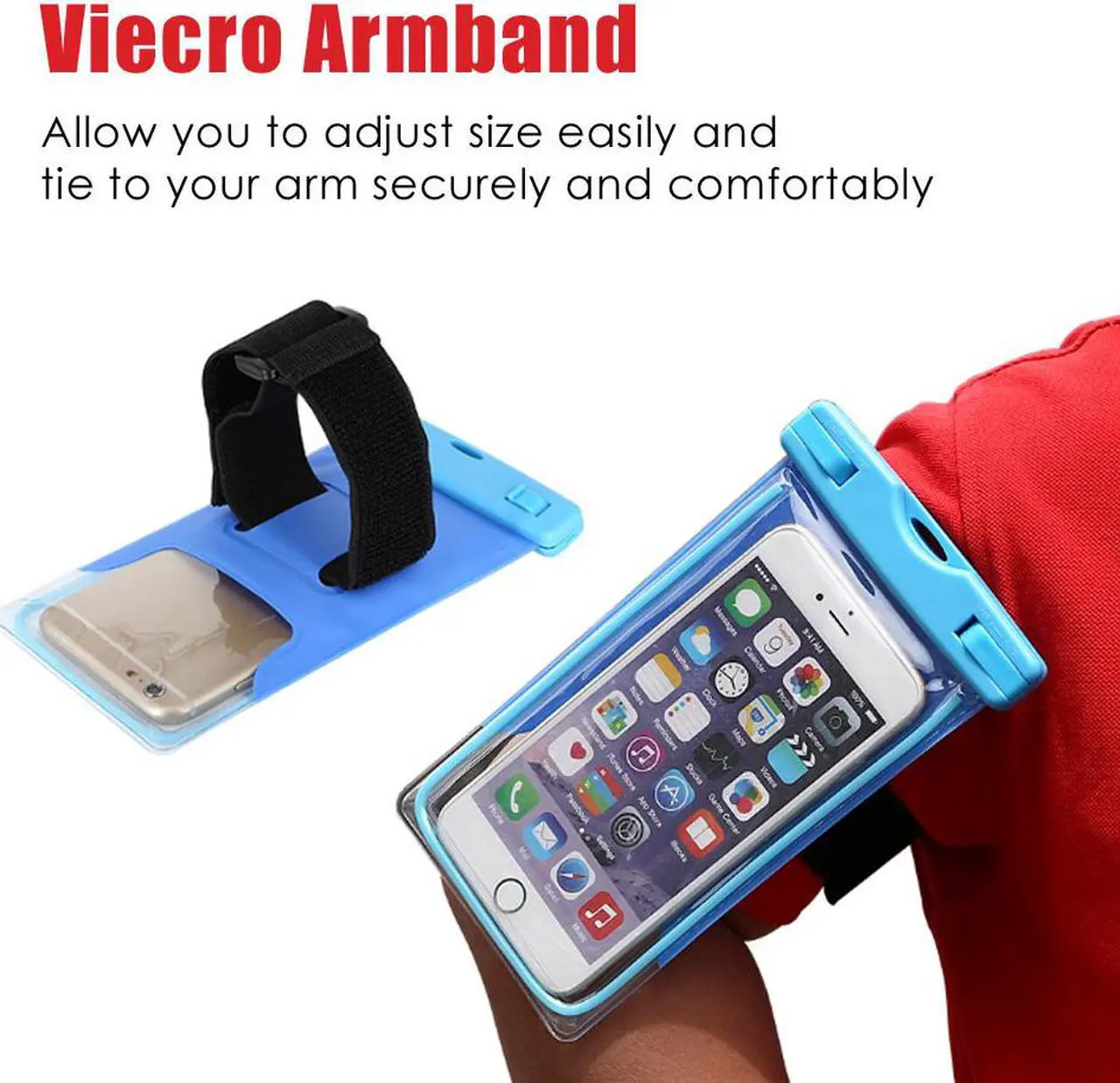 Alt view image 2 of 7 - IPX8 Waterproof Cell Phone Case (Deluxe) - Glow in the Dark Dry Bag Pouch with Arm Band Function and Lanyard Strap for iPhone 6s, 6s Plus Galaxy s8, s7, s7 Edge, s6, s6 Edge, Any Phone up to 6 Inches