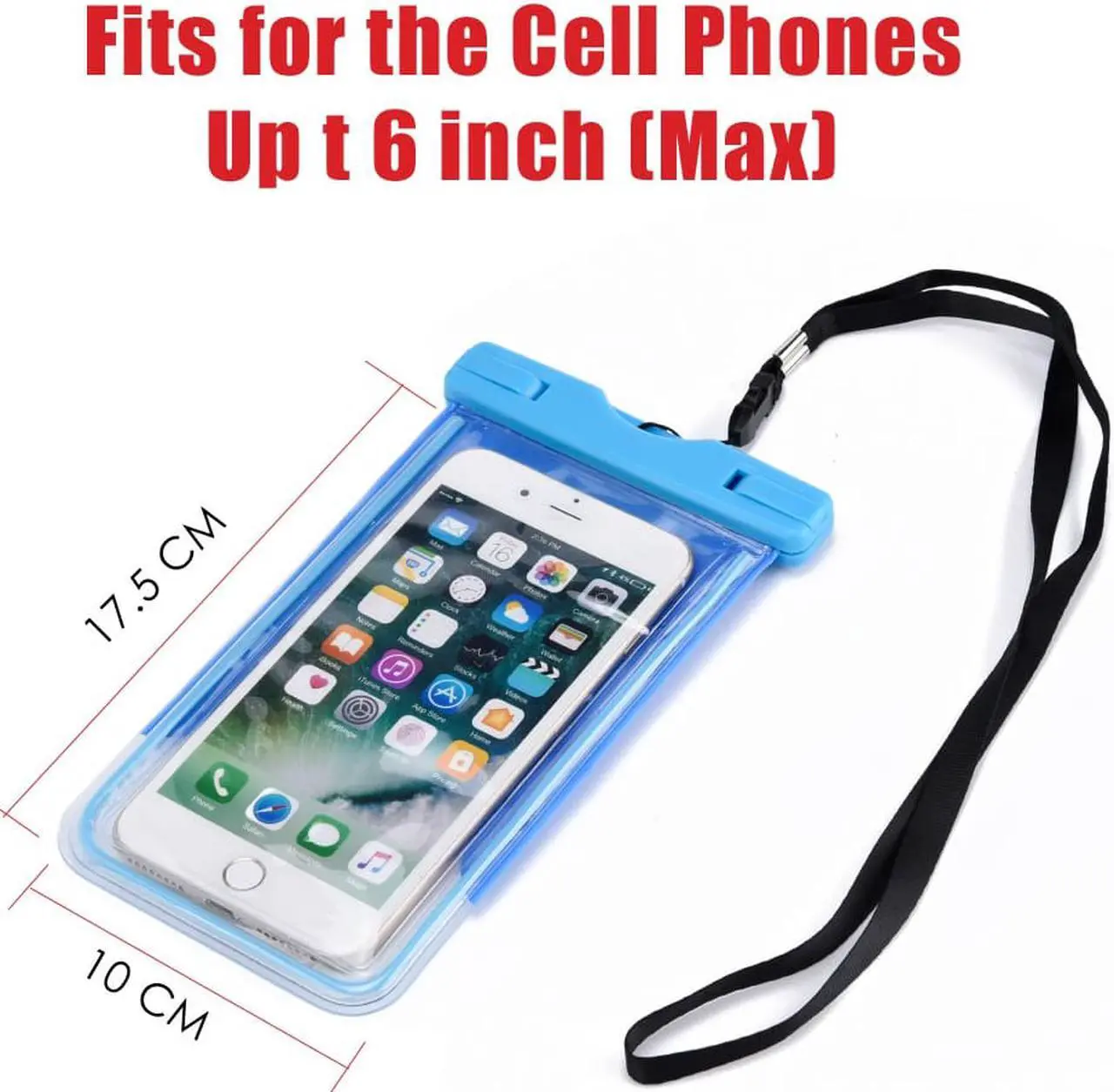 Alt view image 4 of 7 - IPX8 Waterproof Cell Phone Case (Deluxe) - Glow in the Dark Dry Bag Pouch with Arm Band Function and Lanyard Strap for iPhone 6s, 6s Plus Galaxy s8, s7, s7 Edge, s6, s6 Edge, Any Phone up to 6 Inches