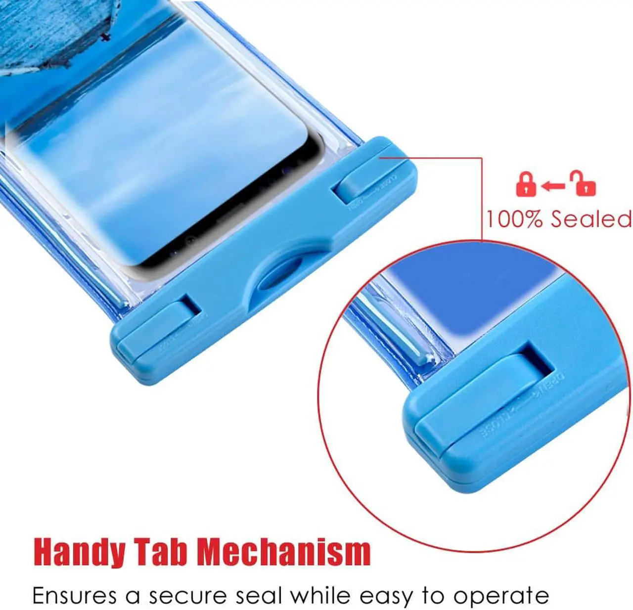 Alt view image 6 of 7 - IPX8 Waterproof Cell Phone Case (Deluxe) - Glow in the Dark Dry Bag Pouch with Arm Band Function and Lanyard Strap for iPhone 6s, 6s Plus Galaxy s8, s7, s7 Edge, s6, s6 Edge, Any Phone up to 6 Inches