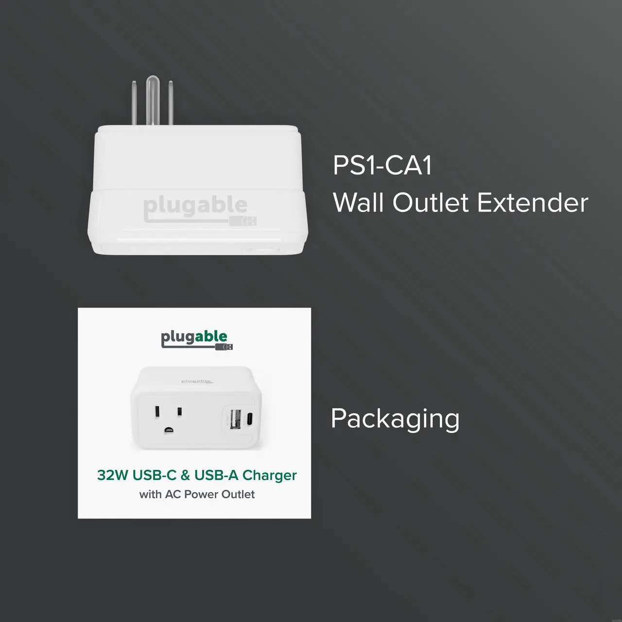 Alt view image 7 of 7 - Plugable Wall Outlet Extender with 1x USB-C and 1x USB, 32W USB C Charger Block, USBC Fast Charger for iPhone 13/14, Travel, Home, Office, Cruise Ship