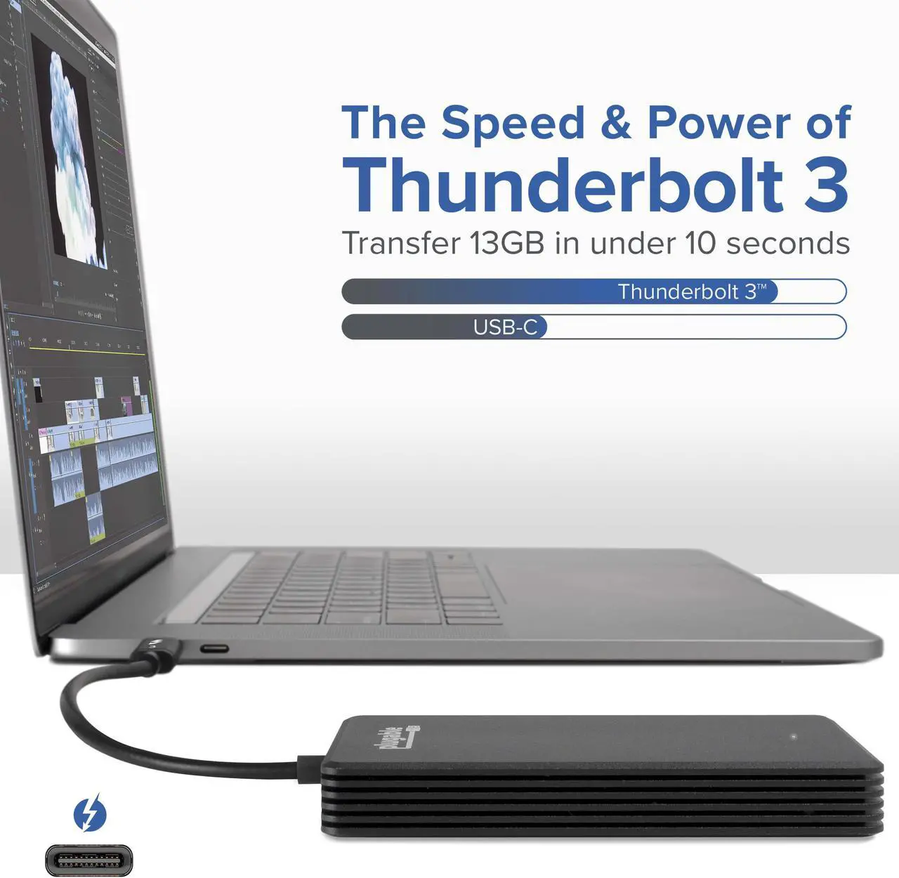 Alt view image 2 of 15 - Plugable 512GB Thunderbolt 3 External SSD NVMe Drive (Up to 2400MBs/1800MBs R/W)