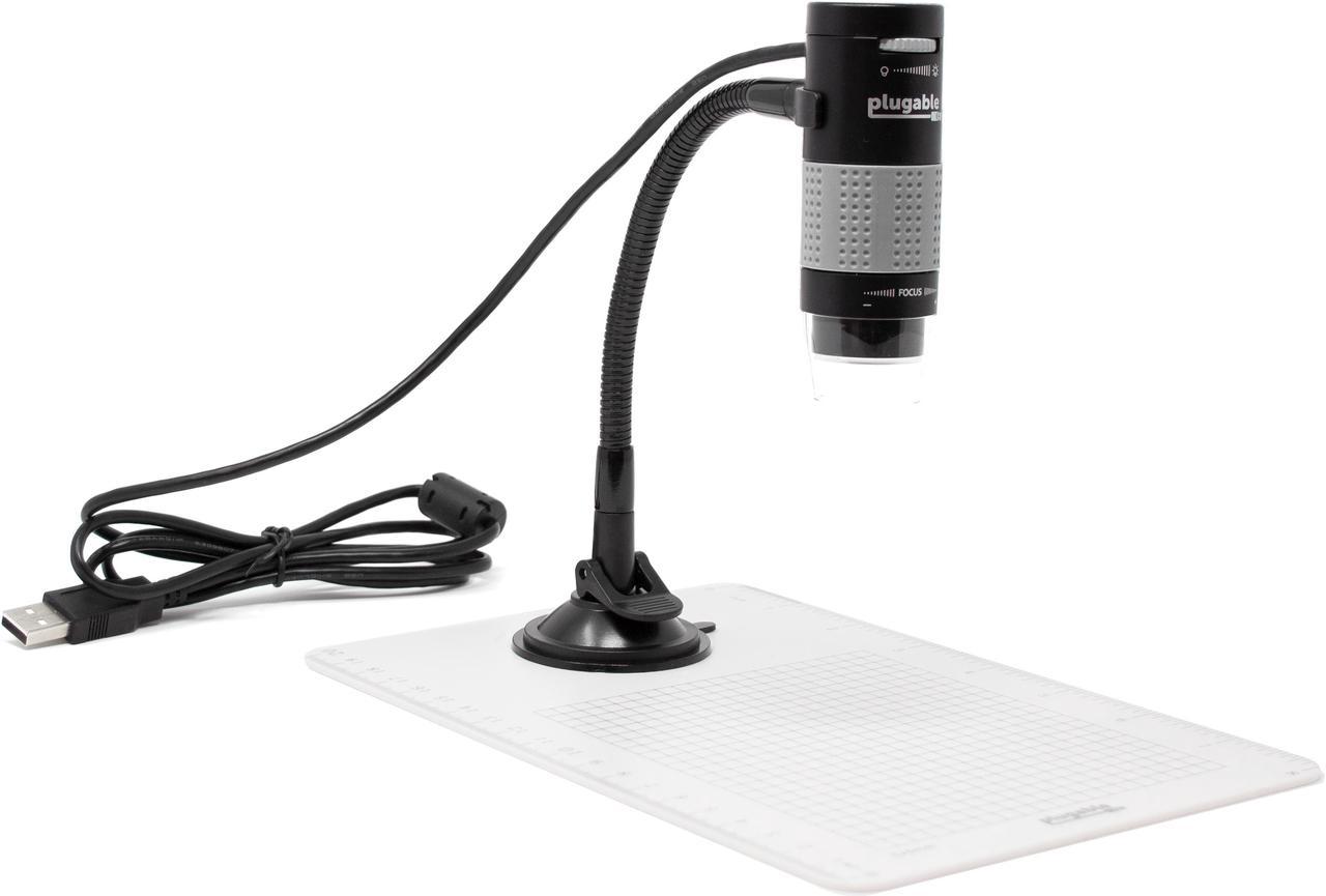 Plugable USB 2.0 Digital Microscope with Flexible Arm Observation Stand Compatible With Windows, Mac, Linux (2MP, 250x Magnification)