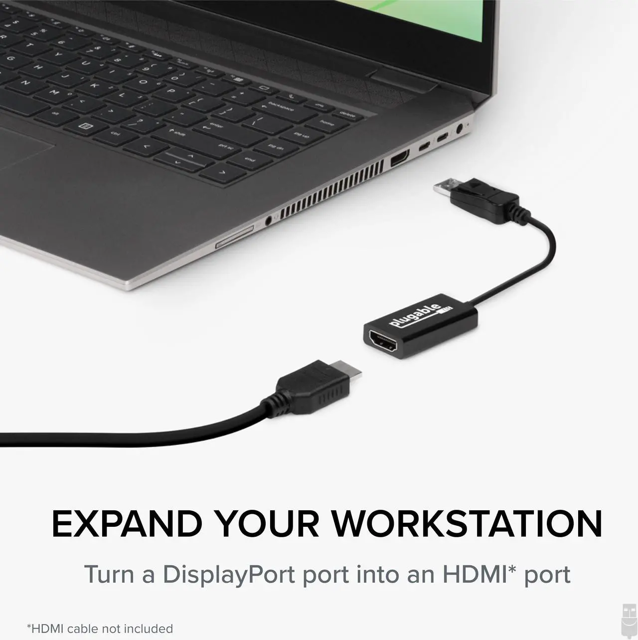 Alt view image 3 of 10 - Plugable Active DisplayPort to HDMI Adapter - Connect any DisplayPort-Enabled PC or Tablet to an HDMI Enabled Monitor, TV or Projector for Ultra-HD Video Streaming (HDMI 2.0 up to 4K 3840x2160 @60Hz)