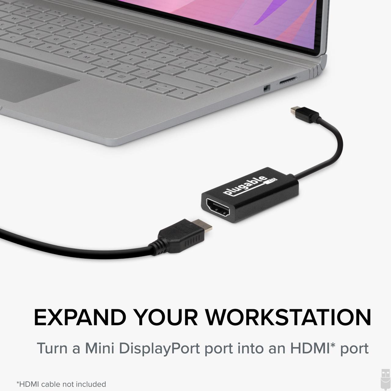 Alt view image 3 of 14 - Plugable Mini DisplayPort/Thunderbolt 2 to HDMI 2.0 Adapter for Older Macs and Surface PCs with MDP Ports - Driverless