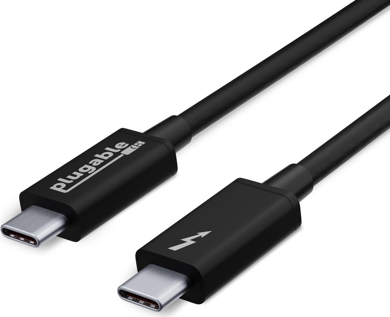 Plugable Thunderbolt 3 Cable 20Gbps Supports 100W (20V, 5A) Charging, 6.6ft / 2m USB C Compatible [Thunderbolt 3 Certified]