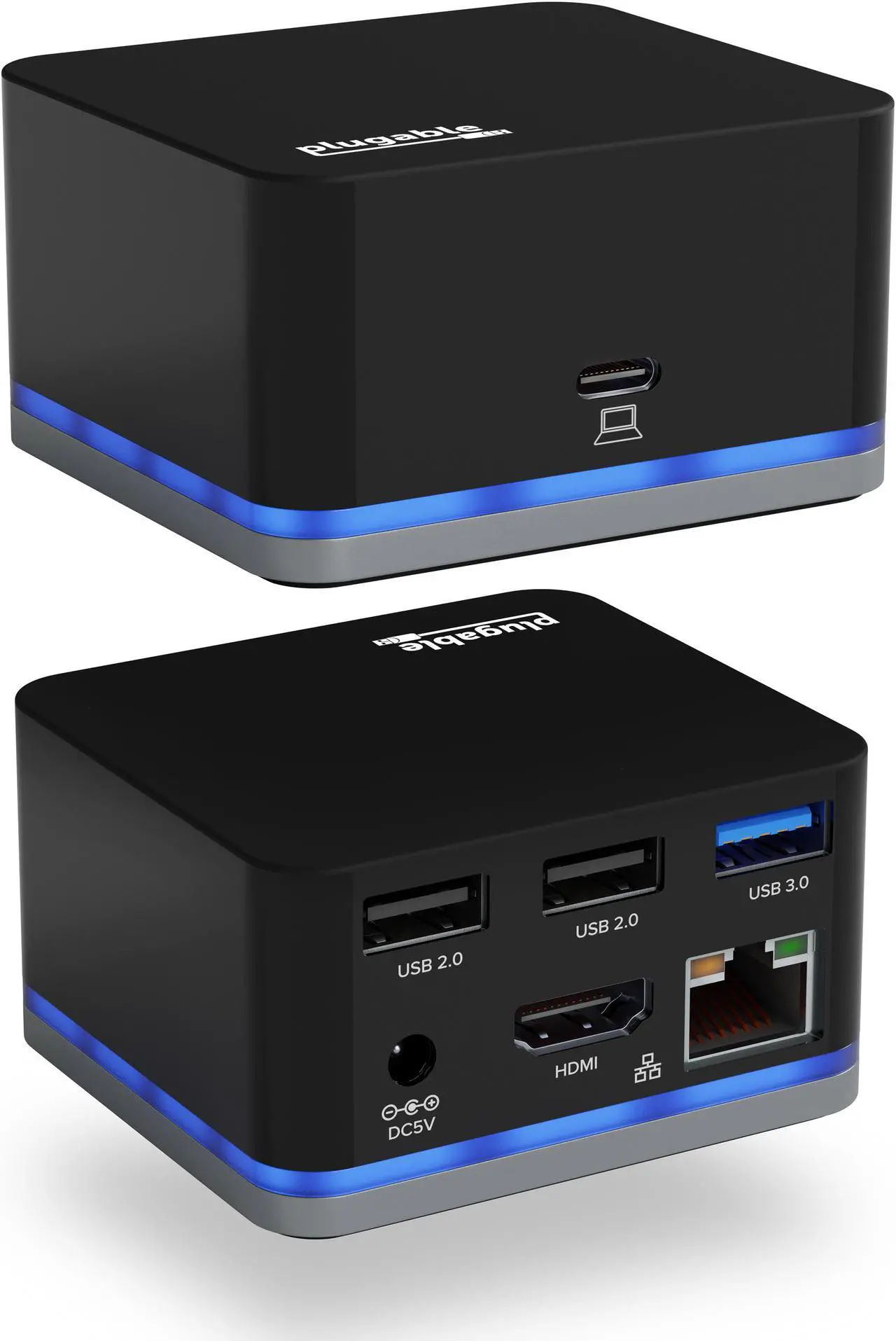 Main image of Plugable USB C Cube - Mini Docking Station, Compatible with Thunderbolt 3 Ports and Specific USB-C Systems (No Host Charging, Connect 1x HDMI up to 4K @30Hz Monitor, Ethernet, 3x USB Ports)