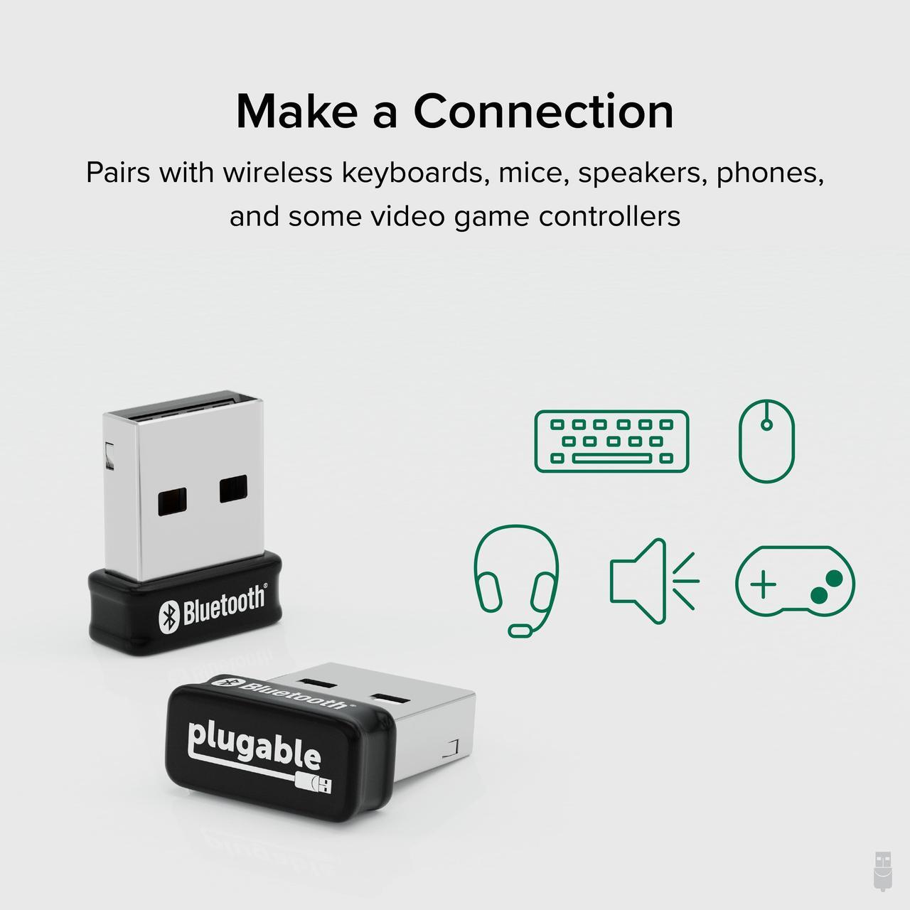 Alt view image 3 of 14 - Plugable USB to Bluetooth 5.0 Adapter for Windows, Backward Compatible, Add 7 Devices: Headphones, Speakers, Keyboard, Mouse, Printer and More (Bluetooth Certified)