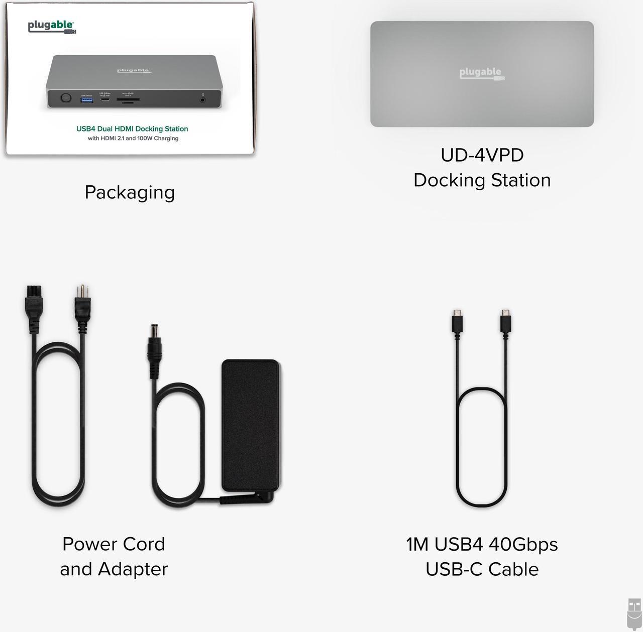 Alt view image 6 of 8 - Plugable USB C Docking Station Dual Monitor, 11-in-1, USB4 40G 100W Laptop Charging Dock for Windows and Thunderbolt, 4K HDMI 2.1 120Hz, 2.5Gbps Ethernet, SD Reader, 20W USB-C Charging - Driverless
