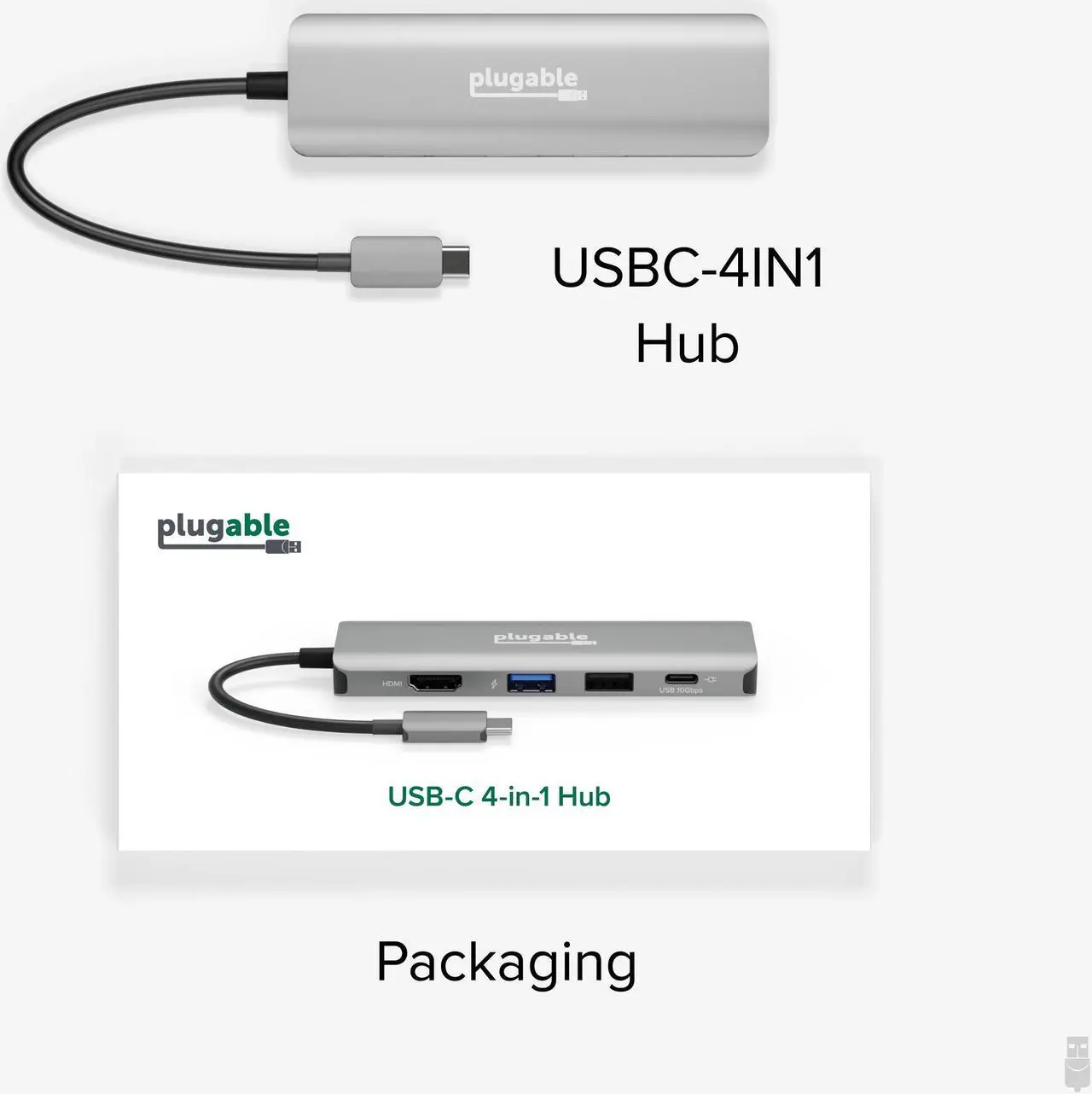 Alt view image 7 of 7 - Plugable USB C Hub Multiport Adapter, 4 in 1, 100W Pass Through Charging, USB C to HDMI 4K 60Hz, Multi USB Port Hub for Windows, Mac, Ipad Pro, Chromebook, Thunderbolt (USBC-4IN1)