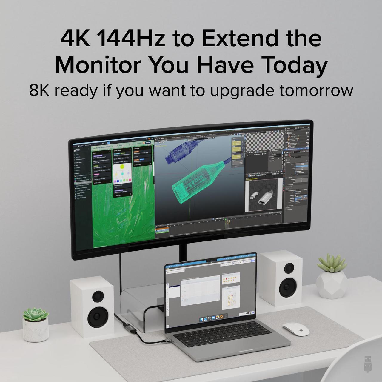 Alt view image 3 of 5 - Plugable USB C to HDMI Adapter, 8K 60Hz or 4K 144Hz, USB4 / Thunderbolt to HDMI Adapter for 4K HDR Monitor, XPS, iPhone 15, iPad Pro, Macbook Pro, Mac Resolution up to 4K 60Hz (USBC-HDMI8K)
