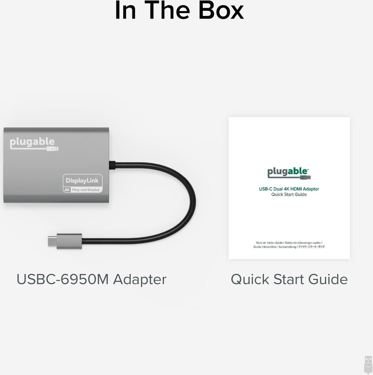Alt view image 6 of 6 - Plugable USB C to HDMI Adapter, Dual Monitor 4K 60Hz for Apple Mac M1/M2/M3, DisplayLink Multiple Displays for Thunderbolt Macbook or iMac, Driver Required (USBC-6950M)