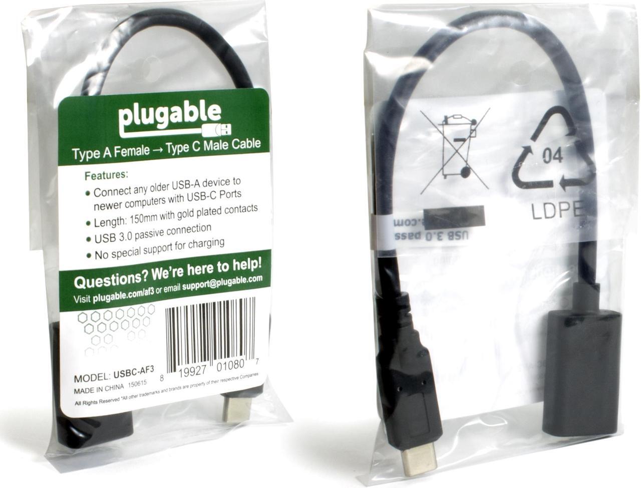 Alt view image 4 of 8 - Plugable USB C to USB Adapter Cable with Driverless Technology, Enables Connection of USB Type C Laptop, Tablet, or Phone to a USB 3.0 Device (20 cm)