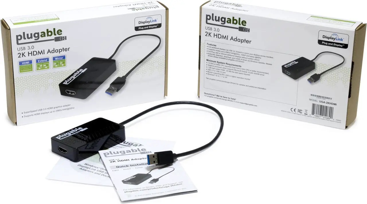 Alt view image 5 of 12 - Plugable USB 3.0 to HDMI Video Graphics Adapter with Audio for Multiple Monitors up to 2560x1440 Supports Windows 11, 10, 8.1, 7, XP, and Mac