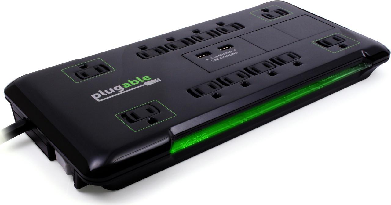 Plugable Surge Protector Power Strip - 12-Outlet, 2-Port USB, 6ft (1.8m)