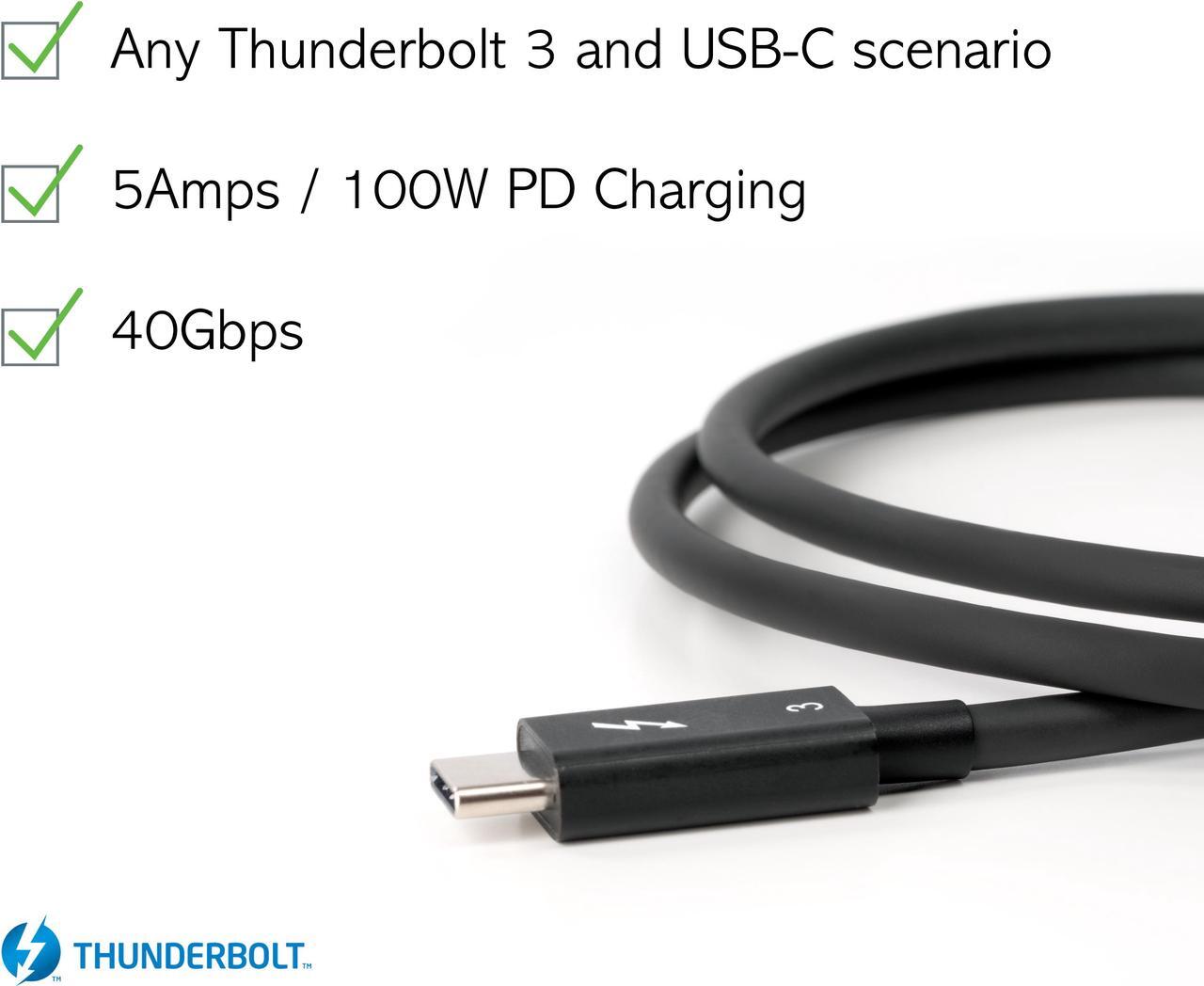 Alt view image 4 of 7 - Plugable Thunderbolt 3 Cable 40Gbps Supports 100W (20V, 5A) Charging, 2.6ft / 0.8m USB C Compatible [Thunderbolt 3 Certified] - Driverless