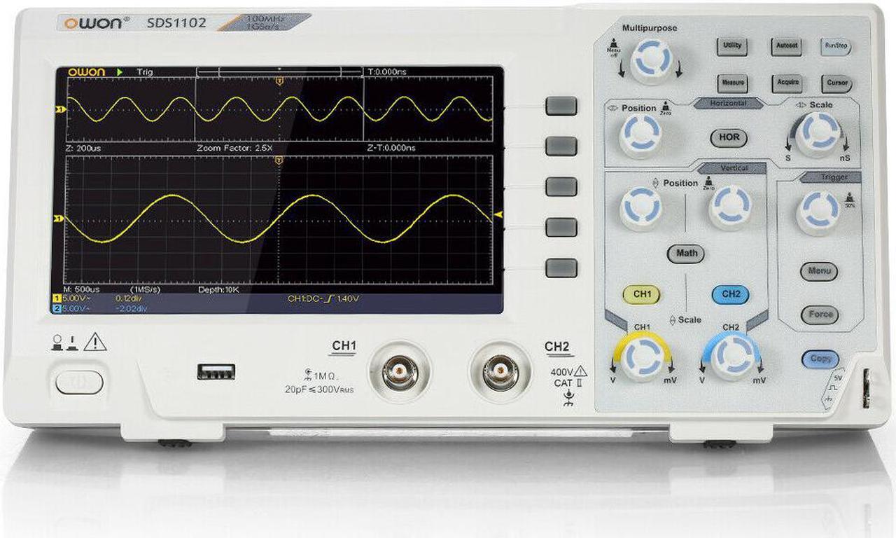 Alt view image 6 of 6 - OWON SDS1102 2-Channel Digital Oscilloscope 100MHZ Digital Oscilloscope Kit for Electronic Circuit Debugging,Design and Manufacture, Education and Training, Automobile Maintenance and Testing