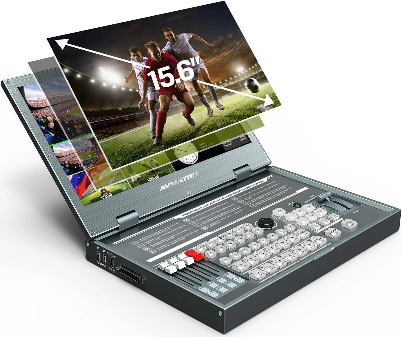 Alt view image 5 of 8 - AVMATRIX PVS0615 6CH Multi-Format Video Switcher Portable All-in-One Design with 15.6 inch FHD LCD Display 6 Channel inputs: 4×SDI and 2×DVI-I/HDMI/VGA/USB