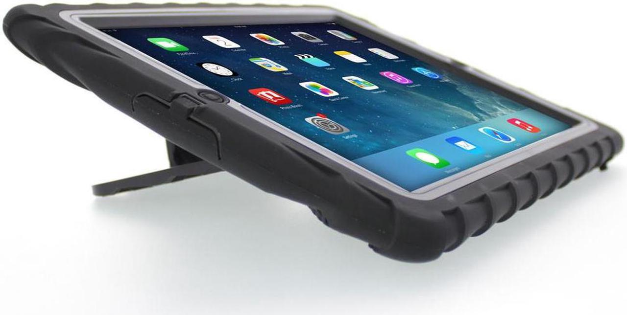 Alt view image 4 of 15 - Gumdrop Cases Hideaway Stand for Apple iPad 3 Rugged Tablet Case Shock Absorbing Cover Black/Black A1403, A1416, A1430