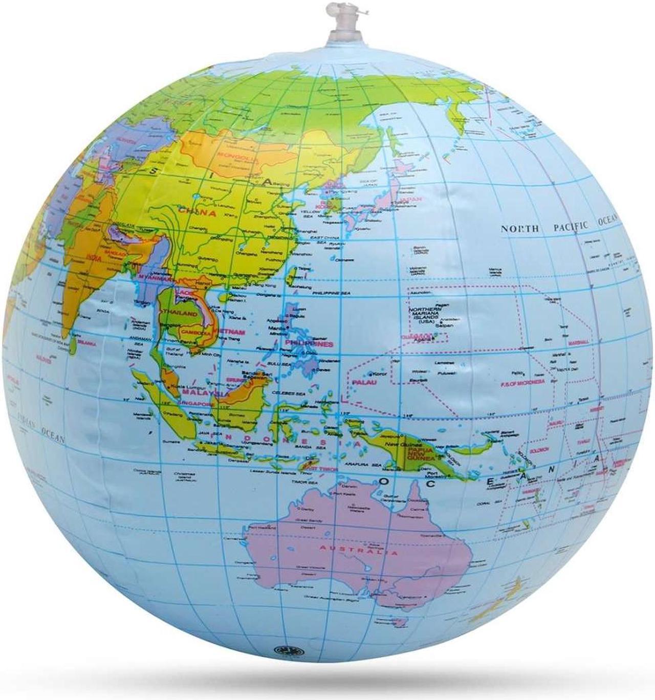 Alt view image 2 of 5 - Inflatable Globe World Earth Ocean Map Ball Geography Learning Kids Educational Beach Ball