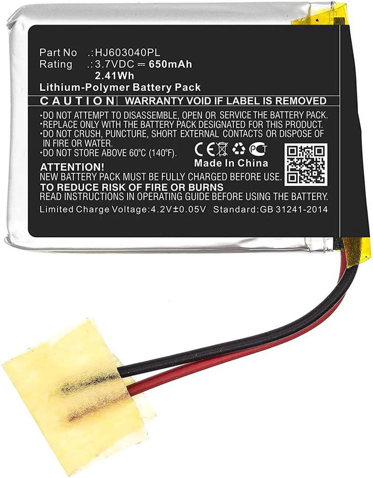 Main image of 650mAh HJ603040PL Battery Replacement Compatible with Fluke 15B, 17B Digital Multimeter