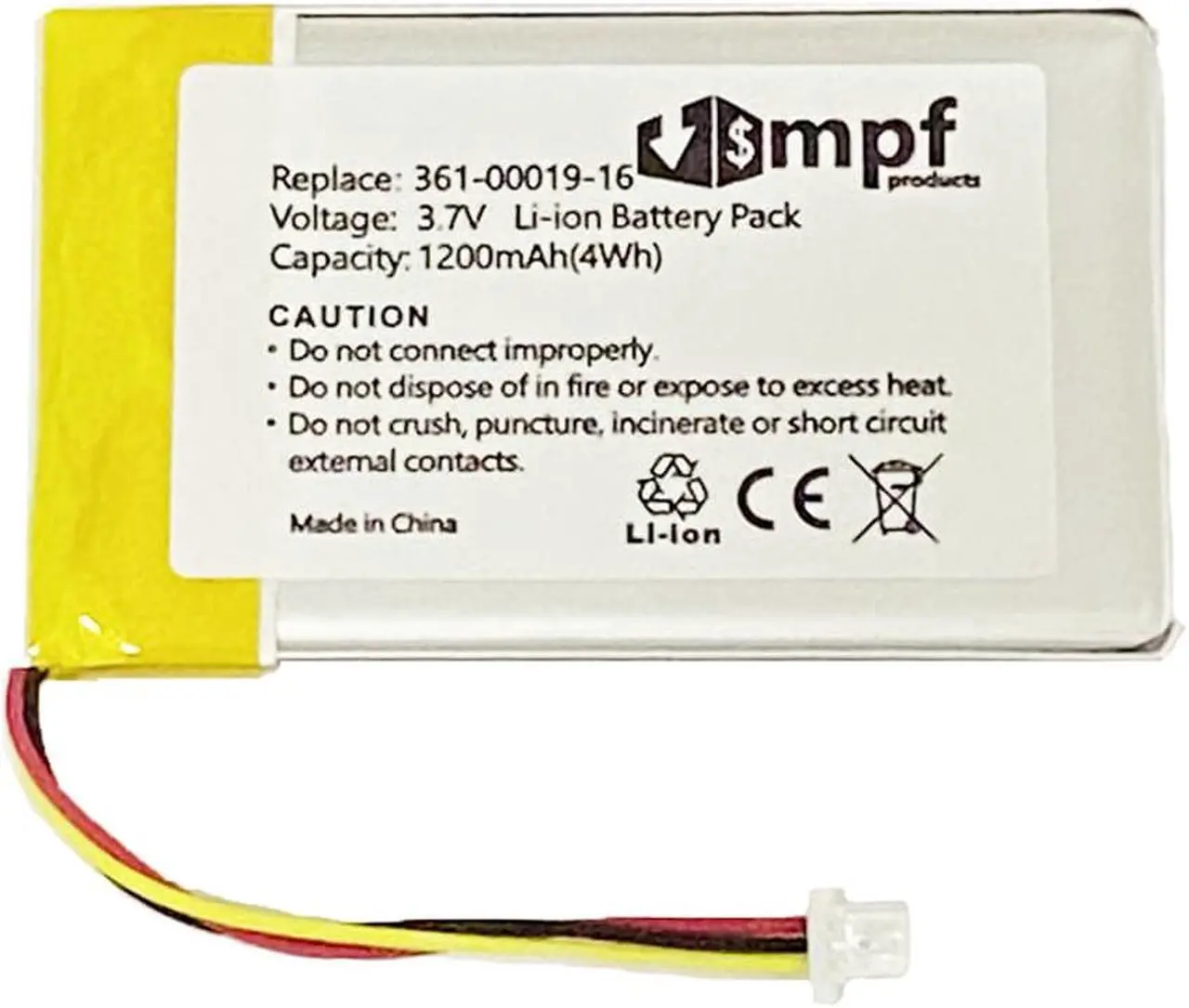 Alt view image 2 of 5 - 1200mAh 361-00019-16 Battery Replacement Compatible with Garmin Nuvi 1300, Nuvi 1340, 1340T Pro, 1350, 1350T, 1370, 1370T, 1375T, 1390, 1390T, 1490 GPS Navigation Units