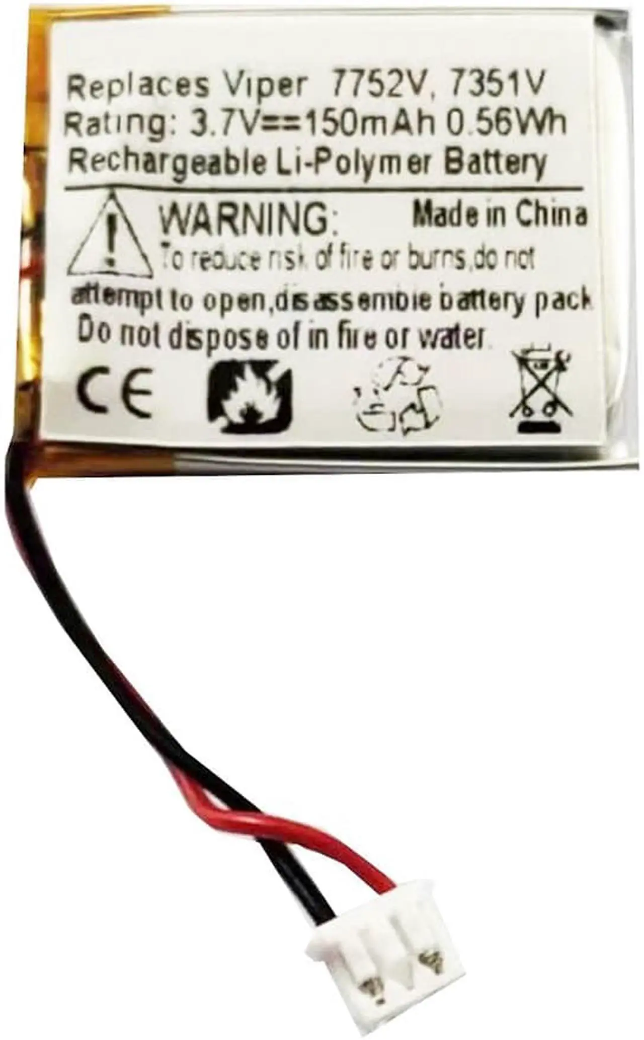 Main image of JFC402023, DLP412023 Battery Replacement Compatible with Viper 7752V, 7351V, Clifford 7752X, 7351X, Python 7752P, 7351P, 7754P Car Remote Key Fob