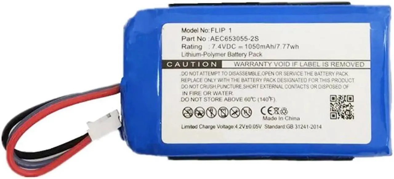 Alt view image 2 of 5 - 1050mAh AEC653055-2S Battery Replacement for JBL Flip 1 Portable Bluetooth Speaker with Installation Tools