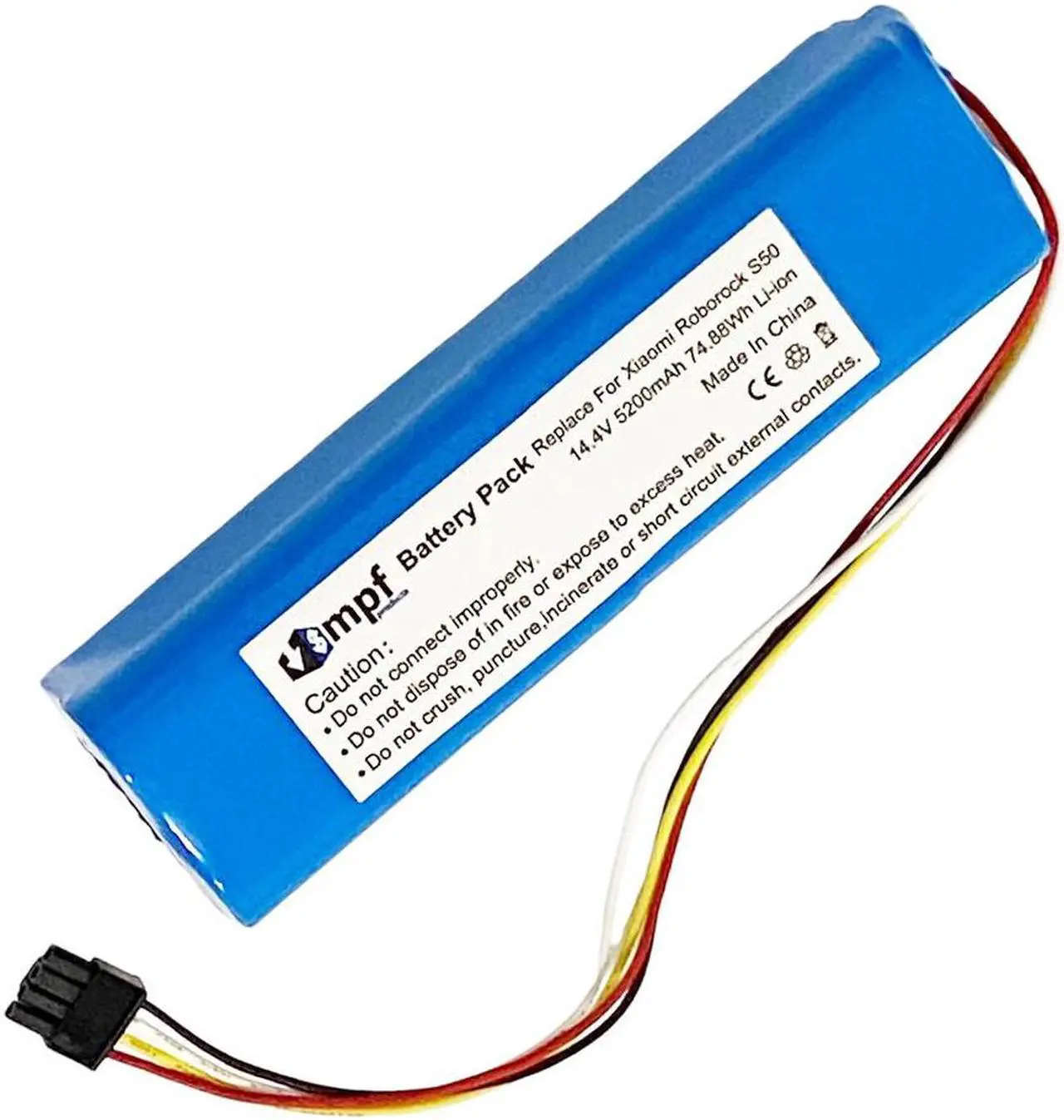 Alt view image 4 of 7 - 5200mAh BRR-2P4S-5200S Battery Replacement Compatible with Xiaomi Mijia Roborock S4, S5, S6, S7, S50, S51, S52, S55, T4, T6, T7, T60, T61, T65, E4 Robot Vacuum