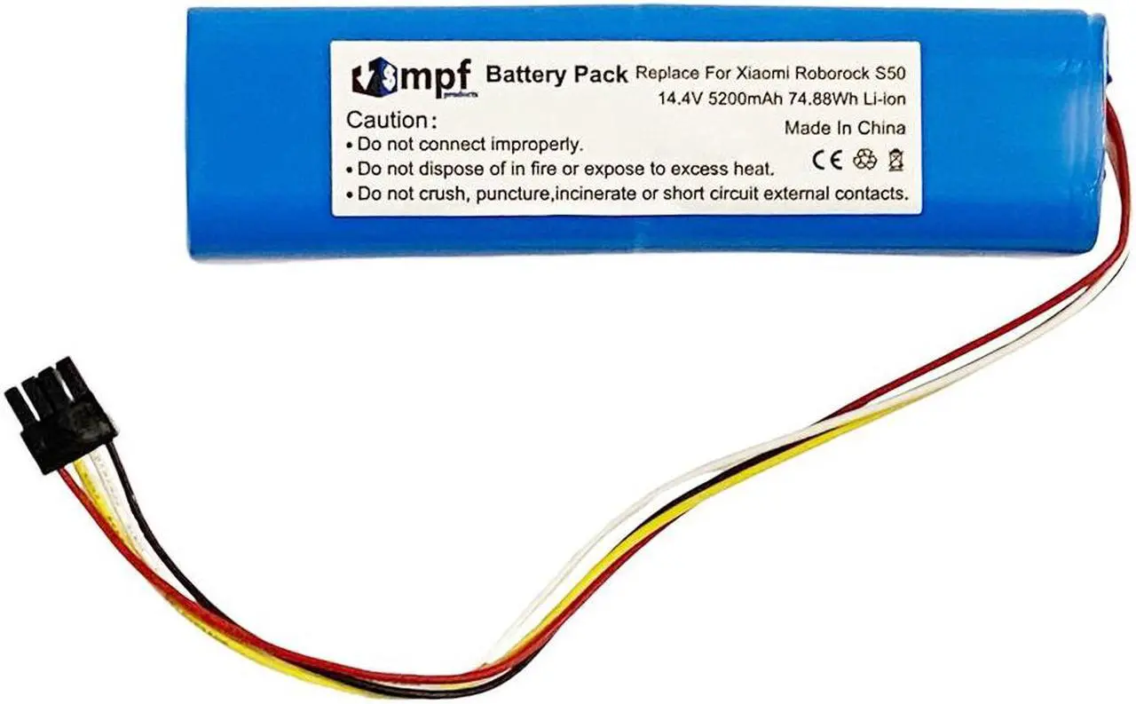 Alt view image 2 of 7 - 5200mAh BRR-2P4S-5200S Battery Replacement Compatible with Xiaomi Mijia Roborock S4, S5, S6, S7, S50, S51, S52, S55, T4, T6, T7, T60, T61, T65, E4 Robot Vacuum