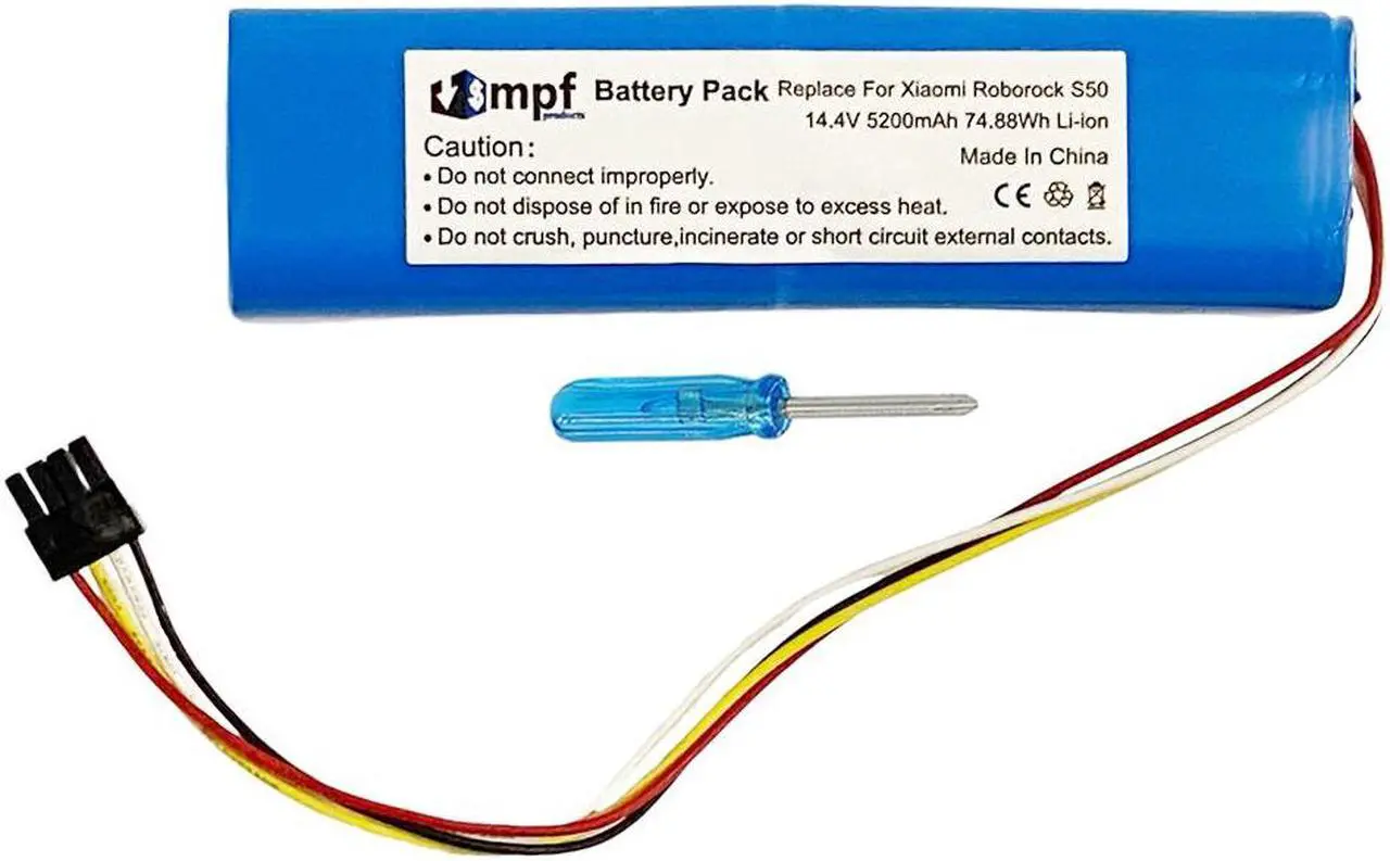 Main image of 5200mAh BRR-2P4S-5200S Battery Replacement Compatible with Xiaomi Mijia Roborock S4, S5, S6, S7, S50, S51, S52, S55, T4, T6, T7, T60, T61, T65, E4 Robot Vacuum