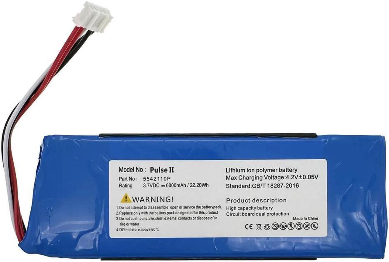 Alt view image 2 of 9 - 6000mAh P5542100-P, 5542110P Battery Replacement Compatible with JBL Pulse 2, JBL Pulse 3 Waterproof Bluetooth Speaker with Installation Tools.
