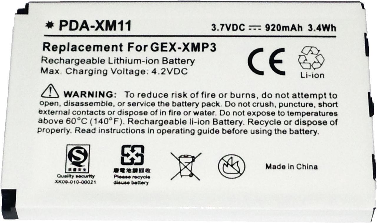 Main image of Replacement XM-6900-0004-00, 990552, L01L40321 Battery for GEX-XMP3, XMP3, XMP3i & XMP3H1 Portable Sirius XM Satellite Radio Receivers